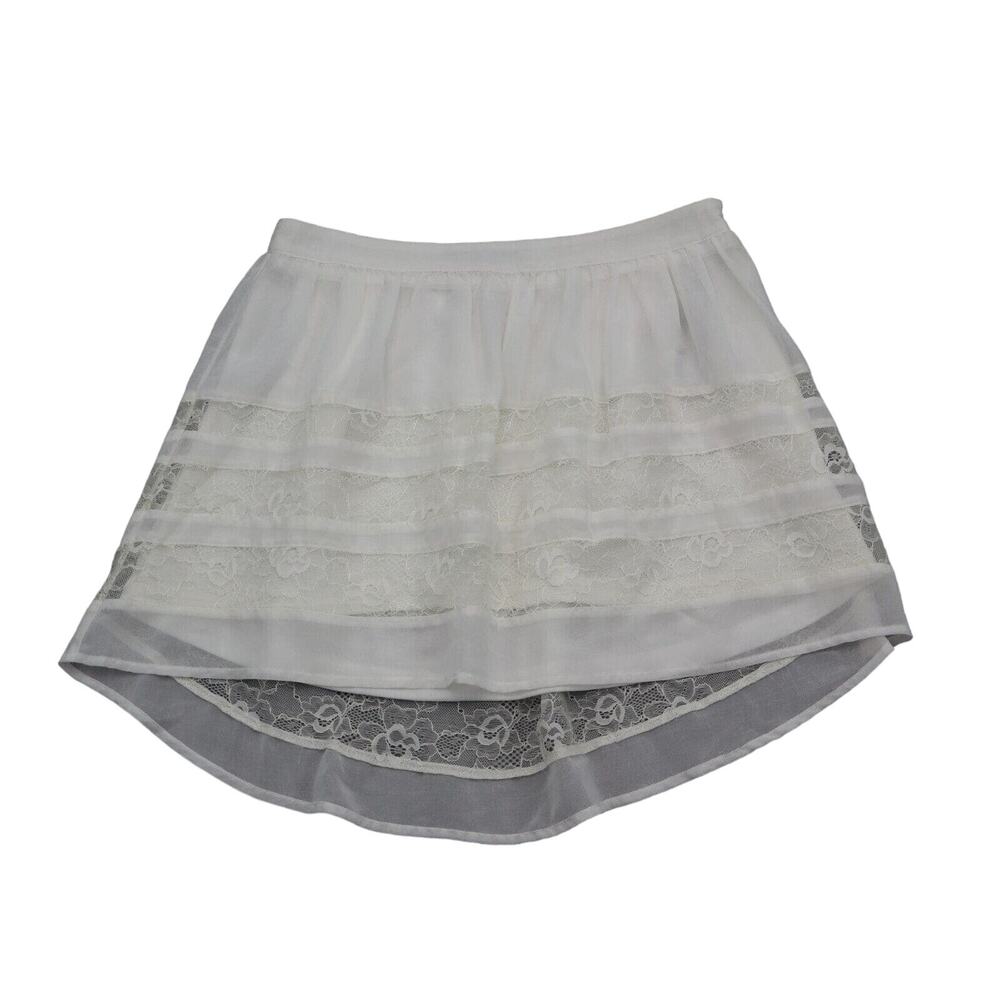 Ligali Skirts Womens M White See Through Lace Zipper Mini Skirt